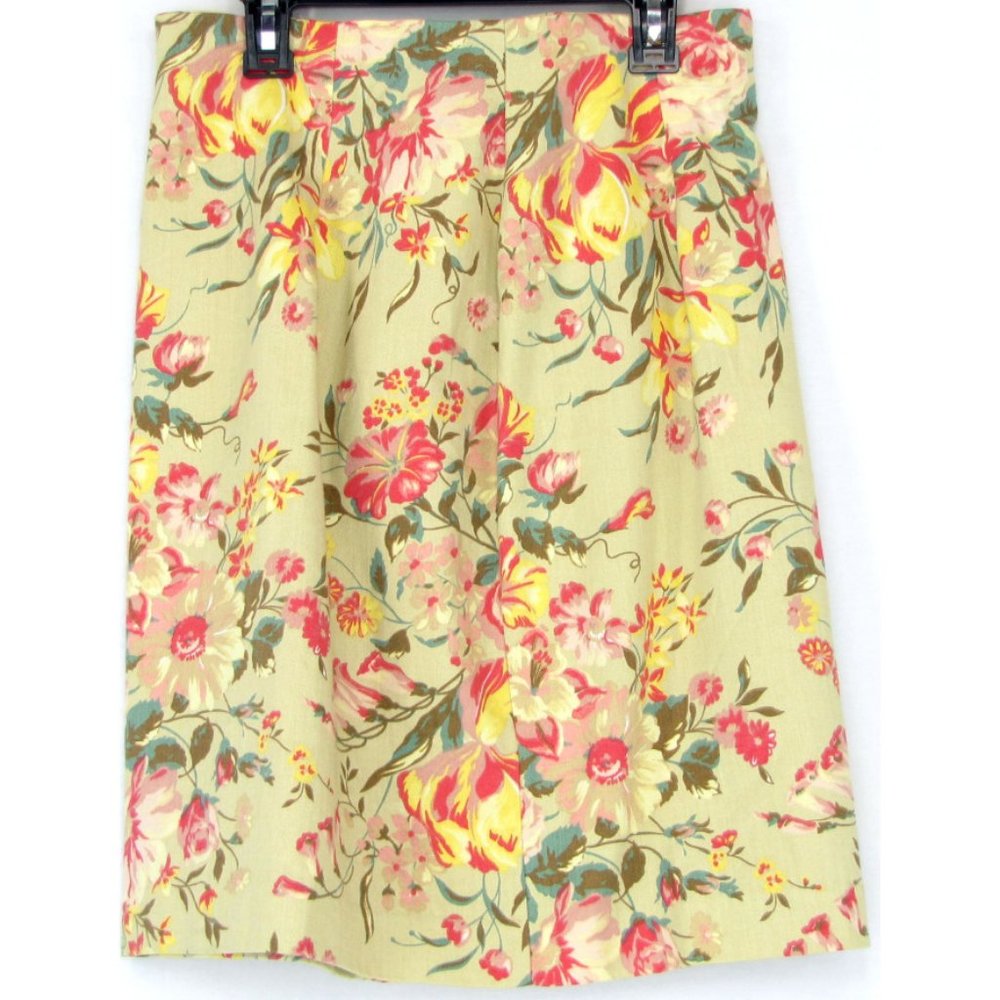 SALE! Floral Yellow Pink Midi Knee Skirt